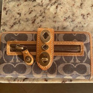 Coach Signature Wallet Leather Canvas